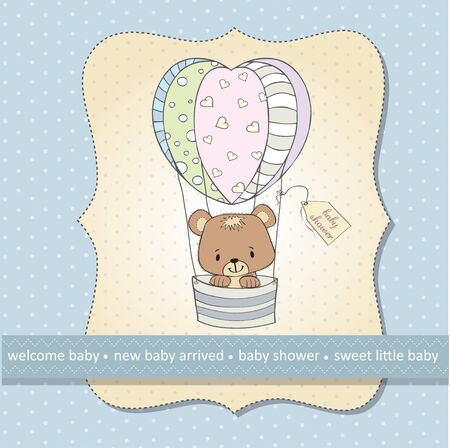 delicate baby shower card with teddy bearのイラスト素材