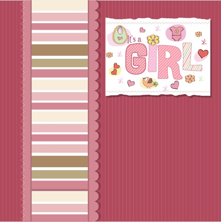 baby girl shower cardのイラスト素材