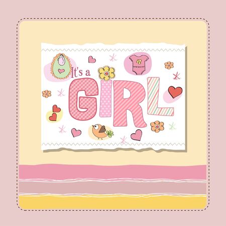 baby girl shower cardのイラスト素材