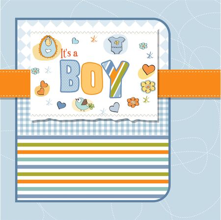 new baby boy shower cardのイラスト素材