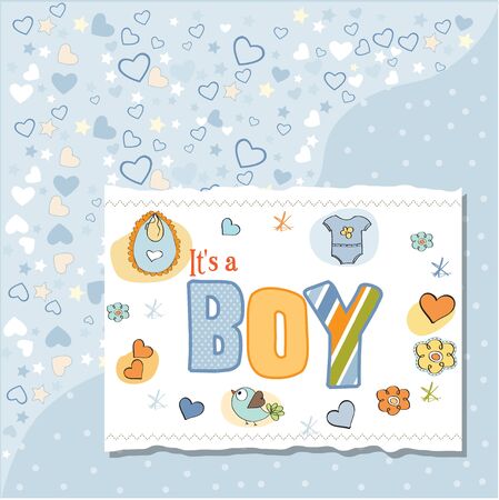 new baby boy shower cardのイラスト素材