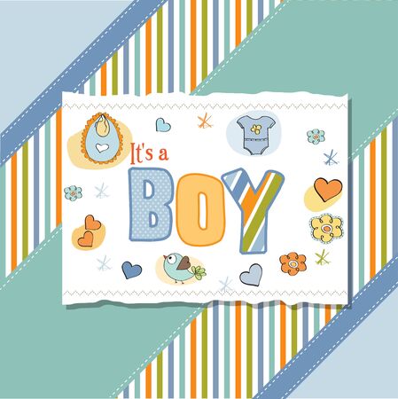 new baby boy shower cardのイラスト素材