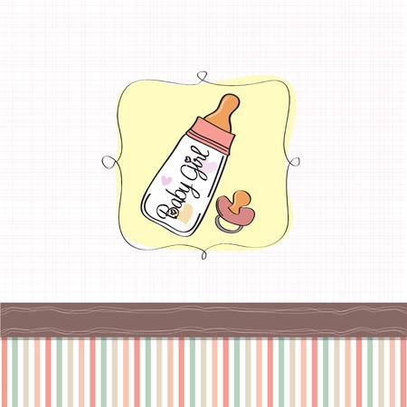 baby announcement card with milk bottle and pacifierのイラスト素材