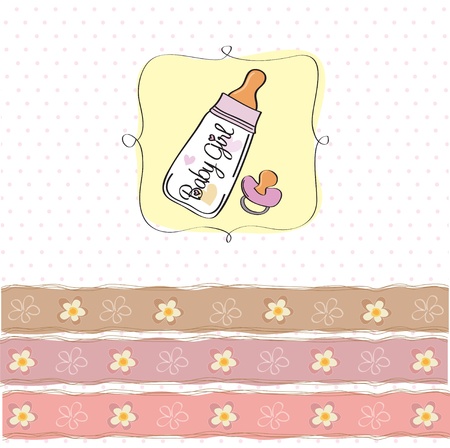 baby announcement card with milk bottle and pacifierのイラスト素材