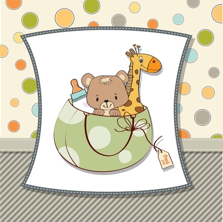 baby shower card with toysのイラスト素材