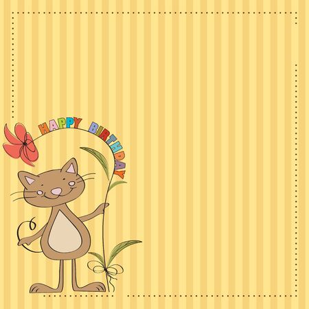 birthday greeting card with catのイラスト素材