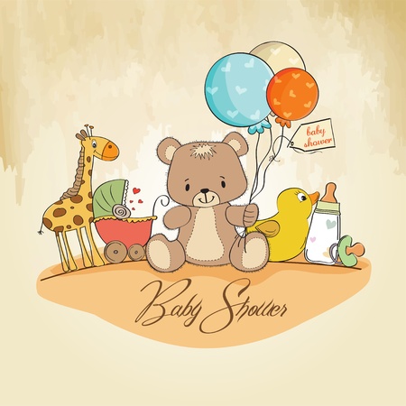 baby shower card with toysのイラスト素材