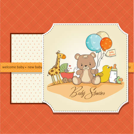 baby shower card with toysのイラスト素材
