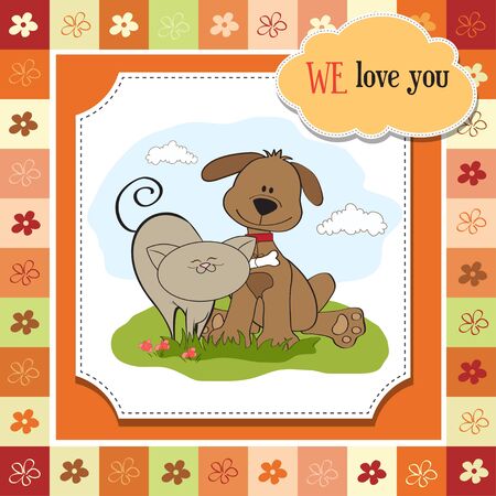 dog   cat s friendship のイラスト素材