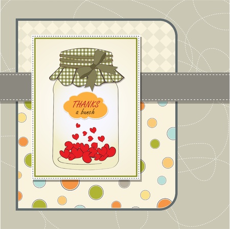 Thank you greeting card with hearts plugged into the jarのイラスト素材