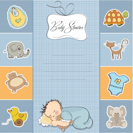 baby shower card with little baby boy のイラスト素材