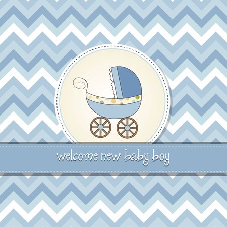 delicate baby shower card with pramのイラスト素材