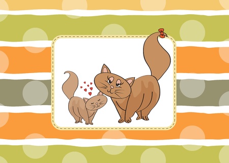 new baby kitten with his motherのイラスト素材