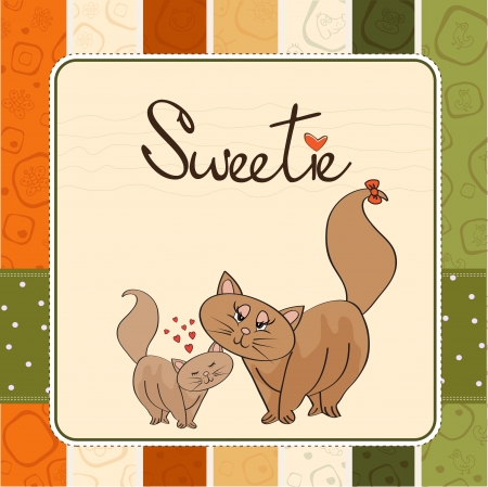 new baby kitten with his motherのイラスト素材