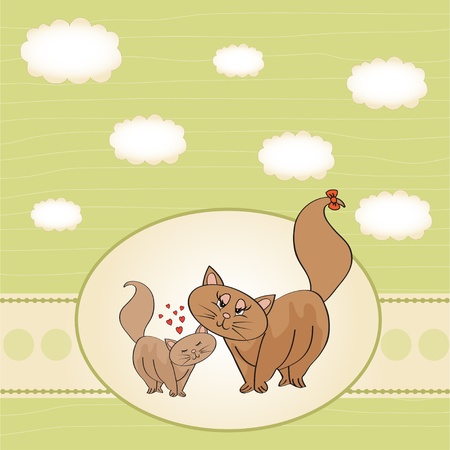 new baby kitten with his motherのイラスト素材