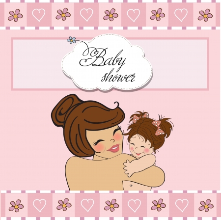 pretty young mother holding a new baby girlのイラスト素材