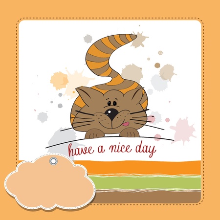 cute kitty wishes you a nice dayのイラスト素材