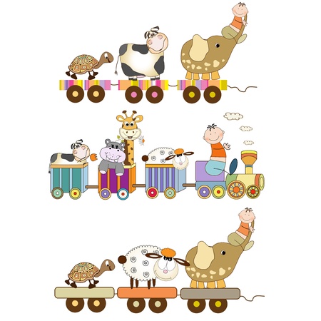 funny toys train set isolated on white backgroundのイラスト素材