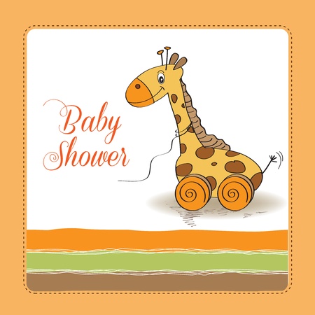 Baby shower card with cute giraffe toyのイラスト素材