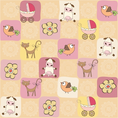 childish seamless pattern with toysのイラスト素材