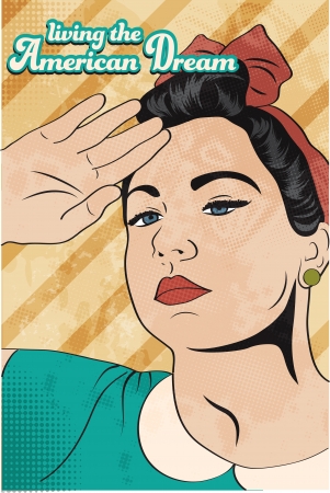 retro young woman, illustration in vector formatのイラスト素材