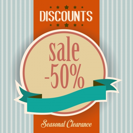 discounts retro poster, illustration in vactor formatのイラスト素材