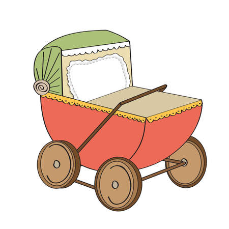 retro stroller isolated on white background, vector illustrationのイラスト素材