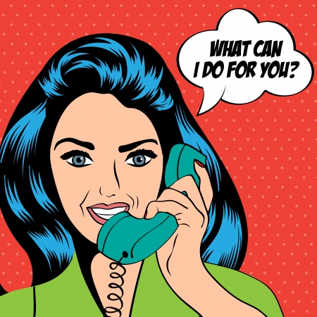 woman chatting on the phone, pop art illustrationのイラスト素材