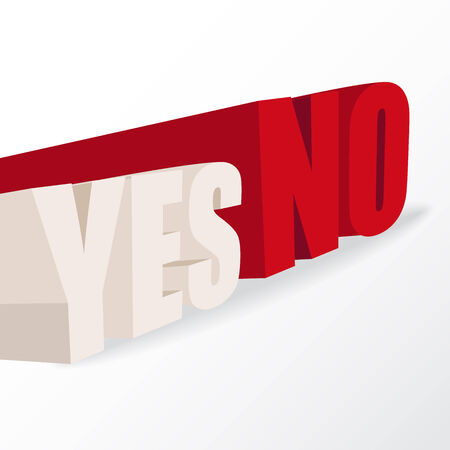 the words "yes" and "no",  conceptual illustration for a decision, vector formatのイラスト素材