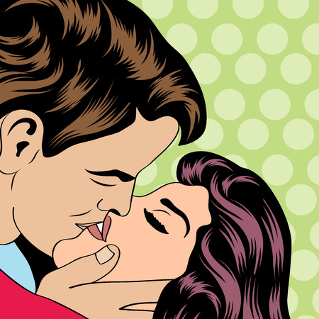 Pop Art KIssing Couple, vector formatのイラスト素材