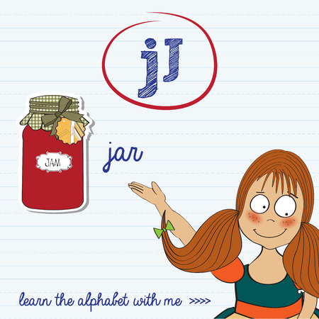 alphabet worksheet of the letter j, vector illustrationのイラスト素材