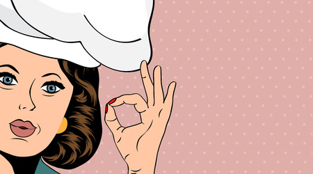 pop art woman cook, illustration in vector formatのイラスト素材