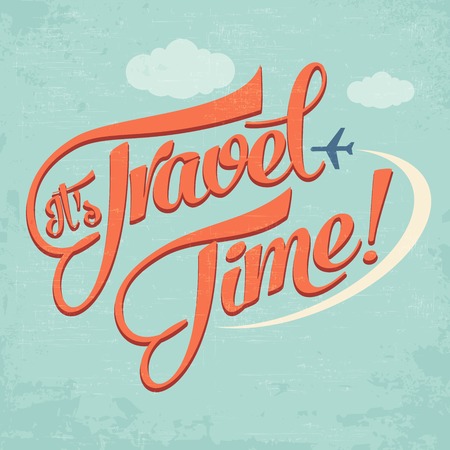 Calligraphic  Writing "It's Travel Time". vector illustrationのイラスト素材
