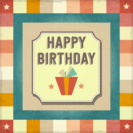 Vintage retro happy birthday card. Vector Illustration.のイラスト素材