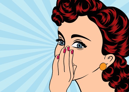 pop art cute retro woman in comics style, vector illustrationのイラスト素材