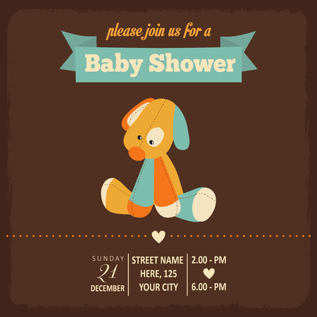baby shower invitation in retro style, vector formatのイラスト素材