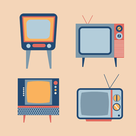 retro tv items set, vector illustrationのイラスト素材