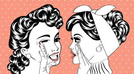 pop art retro women in comics style that gossip, vector illustrationのイラスト素材