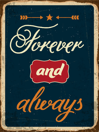 Retro metal sign "Forever and always", eps10 vector formatのイラスト素材