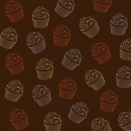 cupcakes pattern, vector format のイラスト素材