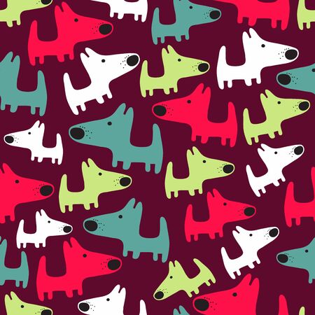 seamless pattern with dogs, vector formatのイラスト素材