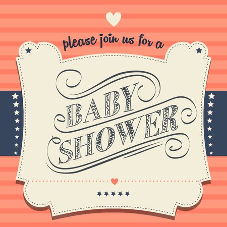 baby shower invitation in retro style, vector formatのイラスト素材
