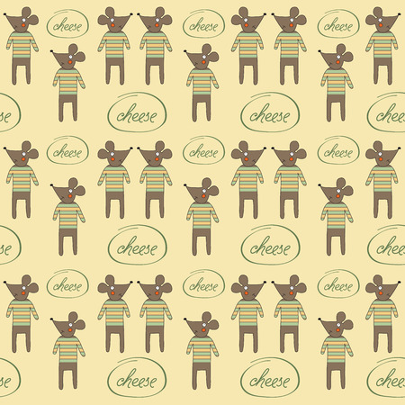 seamless pattern with mice, vector formatのイラスト素材