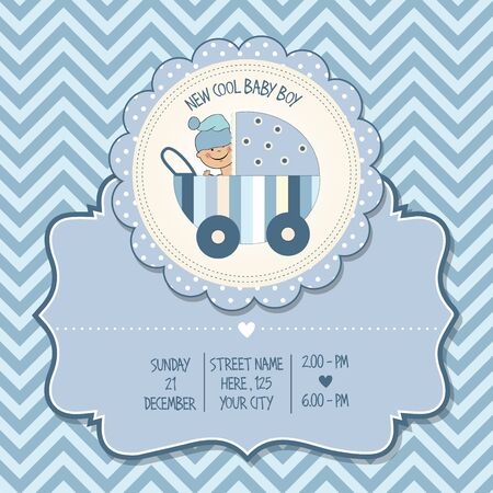 baby boy shower card, vector eps10のイラスト素材
