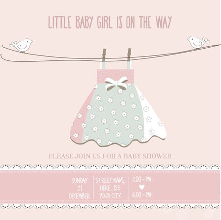 baby girl shower card, vector illustrationのイラスト素材