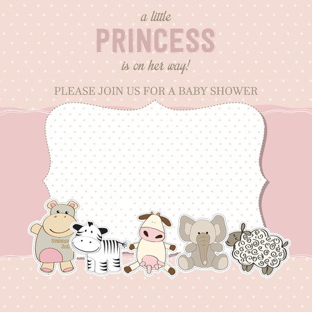 shabby chic baby girl shower card, vector illustrationのイラスト素材