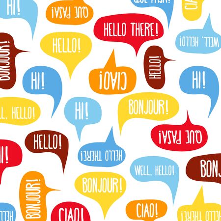 Speech bubbles with "Hello" on different languages, vector formatのイラスト素材