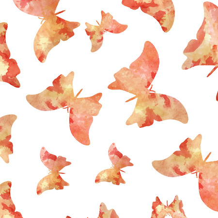 Seamless watercolor butterflies pattern. Vector illustrationのイラスト素材
