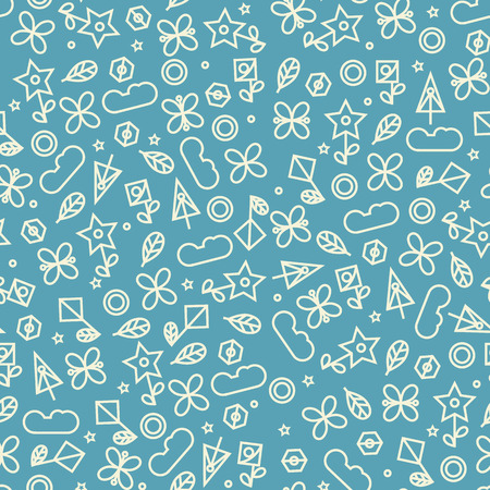 Doodle pattern with flowers and other nature elements.のイラスト素材