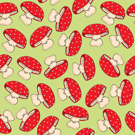Pattern with red mushroomsのイラスト素材